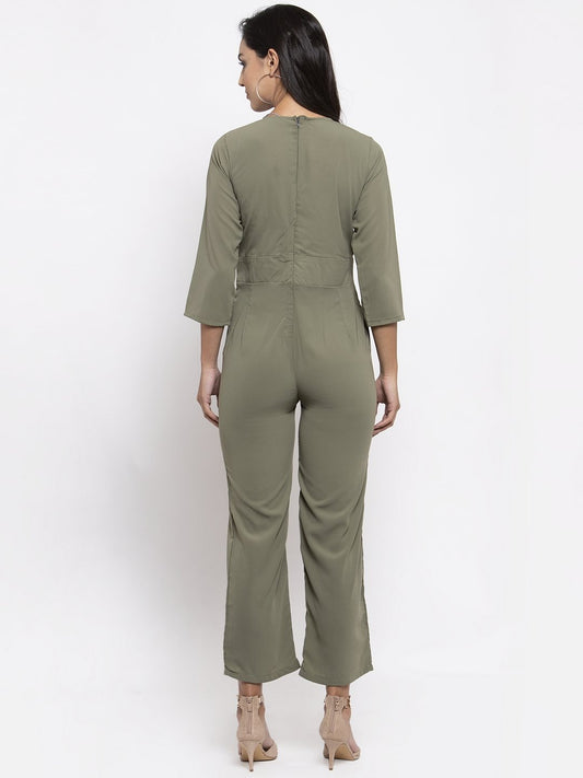 Jompers Women Pista-Green Solid Jumpsuit - Swadesiicart
