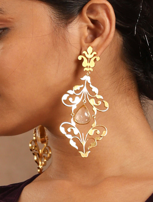 trueBrowns Gold-Polished Tear Drop Earrings | Swadesiicart