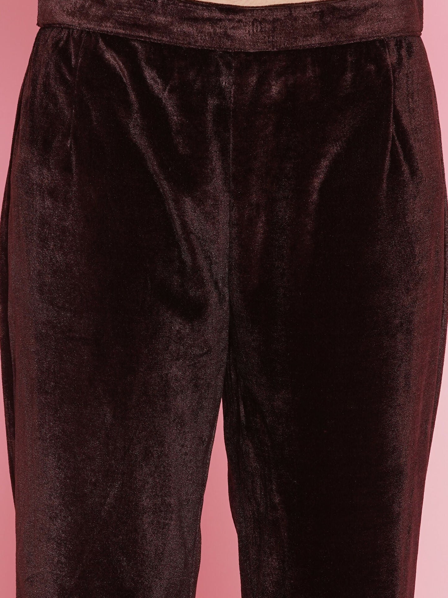 Joban Fashion Brown Mirrior Work Velvet Coord Set - Swadesiicart