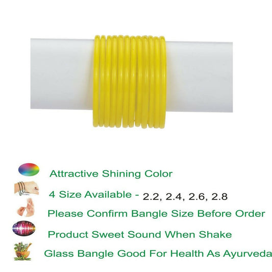 Afast Shining Yellow Glass Party, Wedding, Daily Use Bangle Set, Pack Of 12 - Swadesiicart