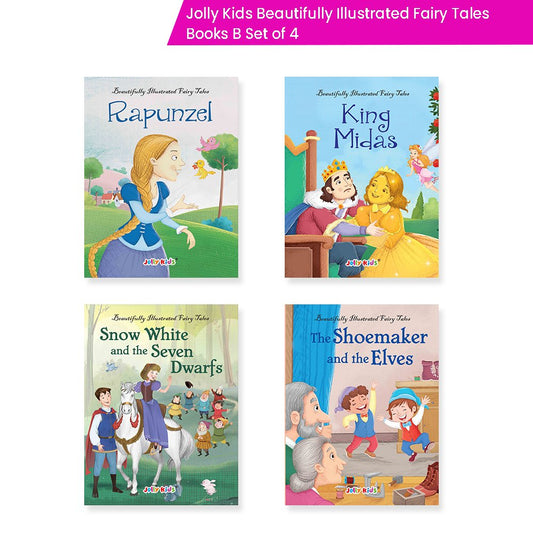 Jolly Kids Beautifully Illustrated Fairy Tales Books B Set of 4 For Kids Ages 3-8 Years| Magical Gift Stories Book