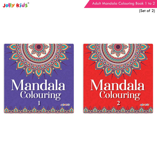 Jolly Kids Adults Mandala Colouring Books A Set of 2| Ideal For Stress Relieving, Relaxing & Meditation Books for Teenager - Swadesiicart