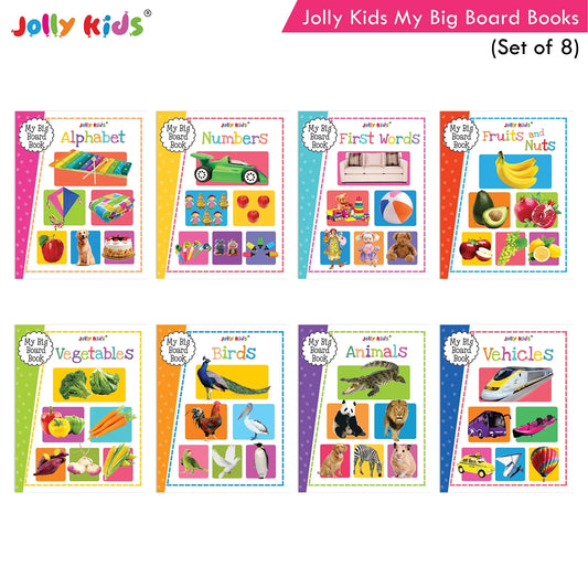 Jolly Kids My Big Board Books Set of 8 for Toddlers Ages 0-3 Years| Picture Learning Books - Swadesiicart
