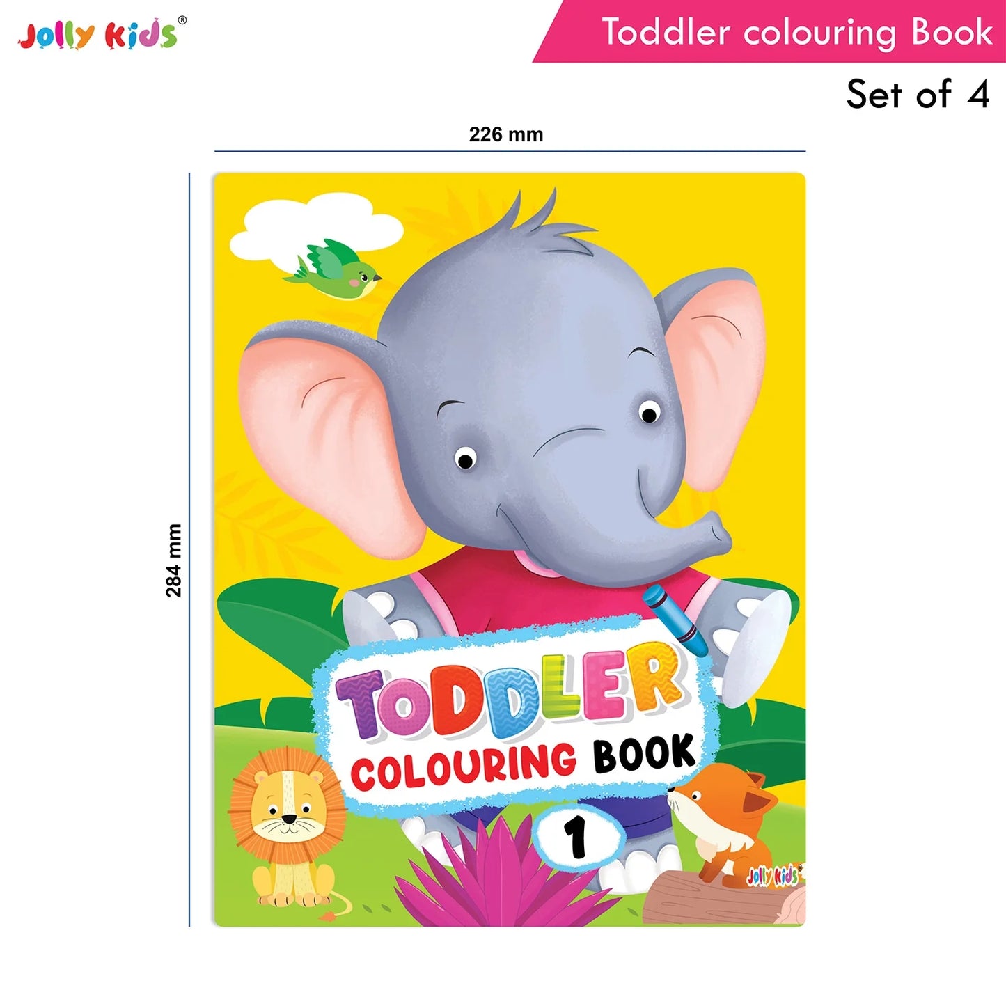 Jolly Kids Toddler Colouring Die-Cut Animals Shape Activity Books Set of 4 for Kids| Ages 1-6 Years - Swadesiicart