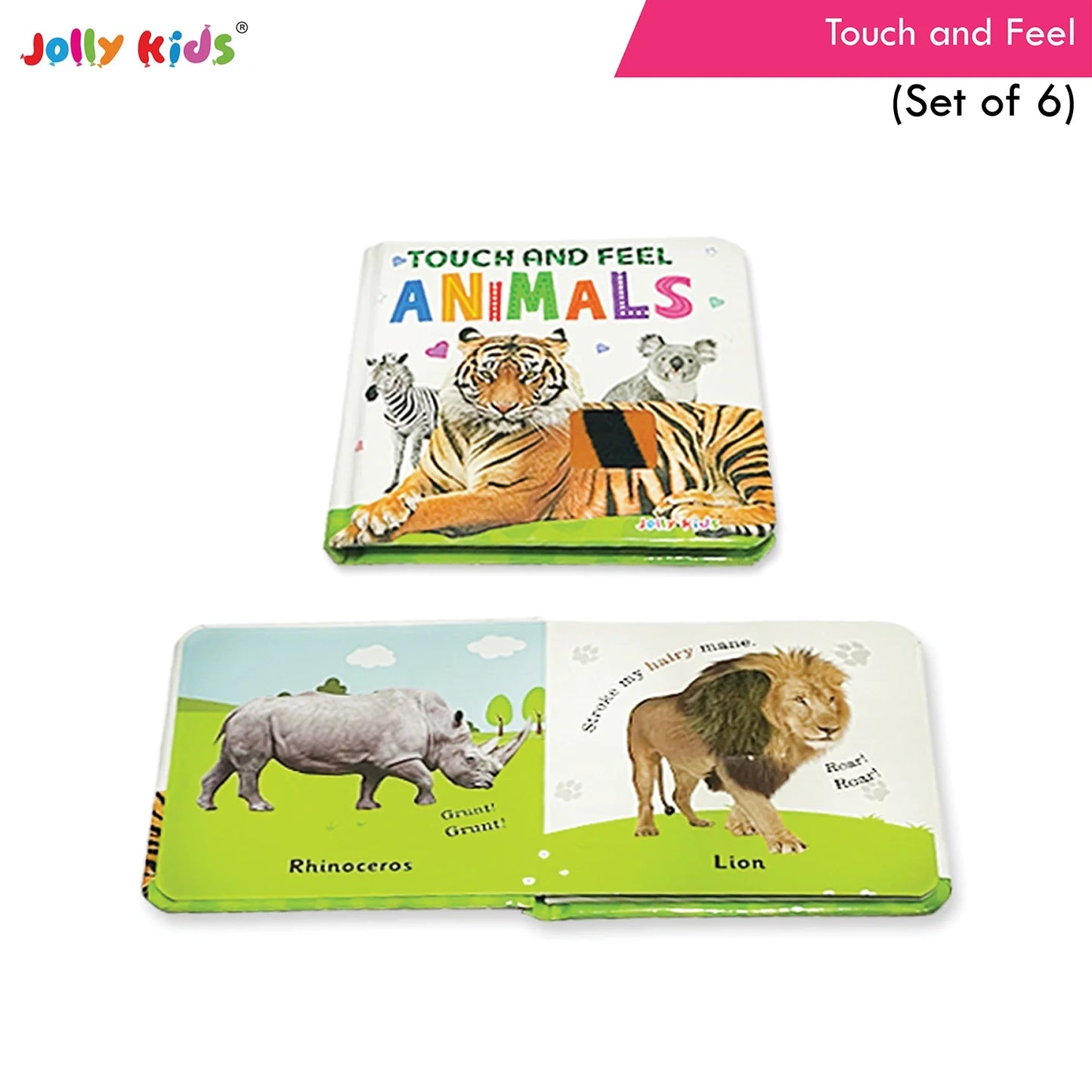 Jolly Kids Touch and Feel Picture Learning Sensory Development Padded Board Books Set of 6 for Infants, Toddlers Gift Ages 0-12 Months - Swadesiicart