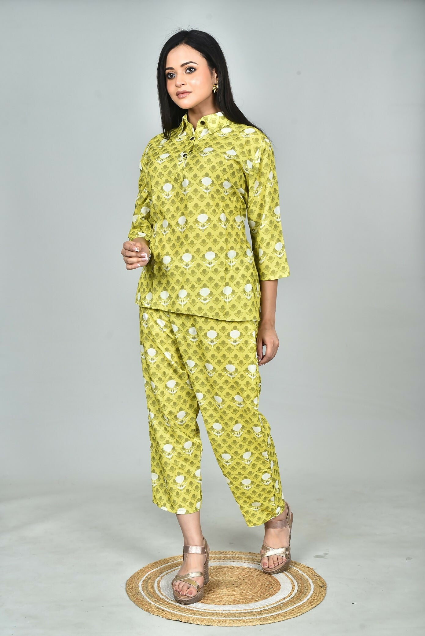 Morchari Digital Print Semi Muslin Co-Ord Set Top & Trouser-Multicolor - Swadesiicart