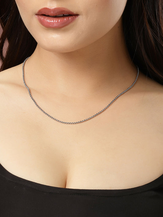 NVR Women's Set of 3 Silver-Toned German Silver Oxidised Chain | Swadesiicart