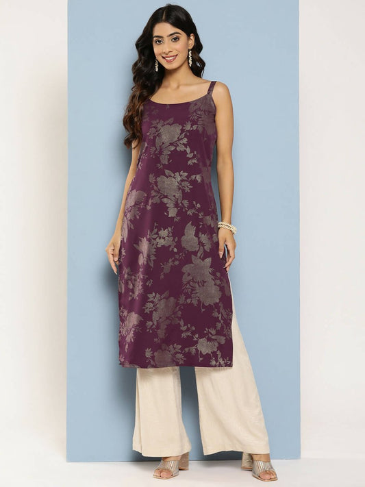 Ahalyaa Women's Traditional wear Kurta - Wine | Swadesiicart