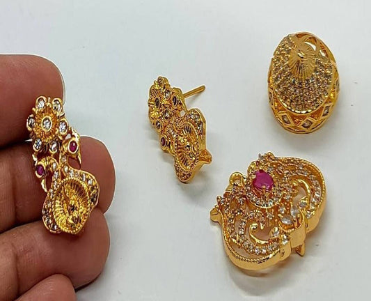 Designer Temple 4 in 1 Earrings | Swadesiicart