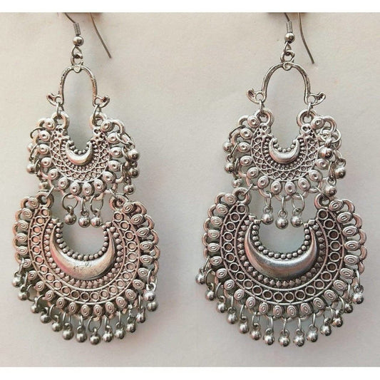 MS Fashion India Fancy Silver Party Wear Tassel Beautiful Drops Earrings | Swadesiicart