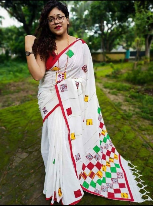 Exclusive Collection Multy Beautiful Cotton Applique Work Saree - Swadesiicart