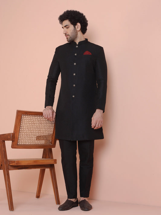Kisah Men Black Indowestern Trouser Set | Swadesiicart
