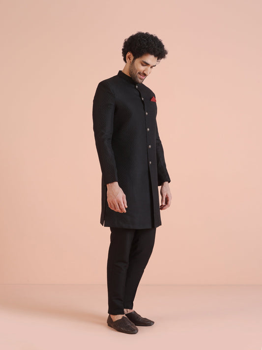 Kisah Men Black Indowestern Trouser Set | Swadesiicart
