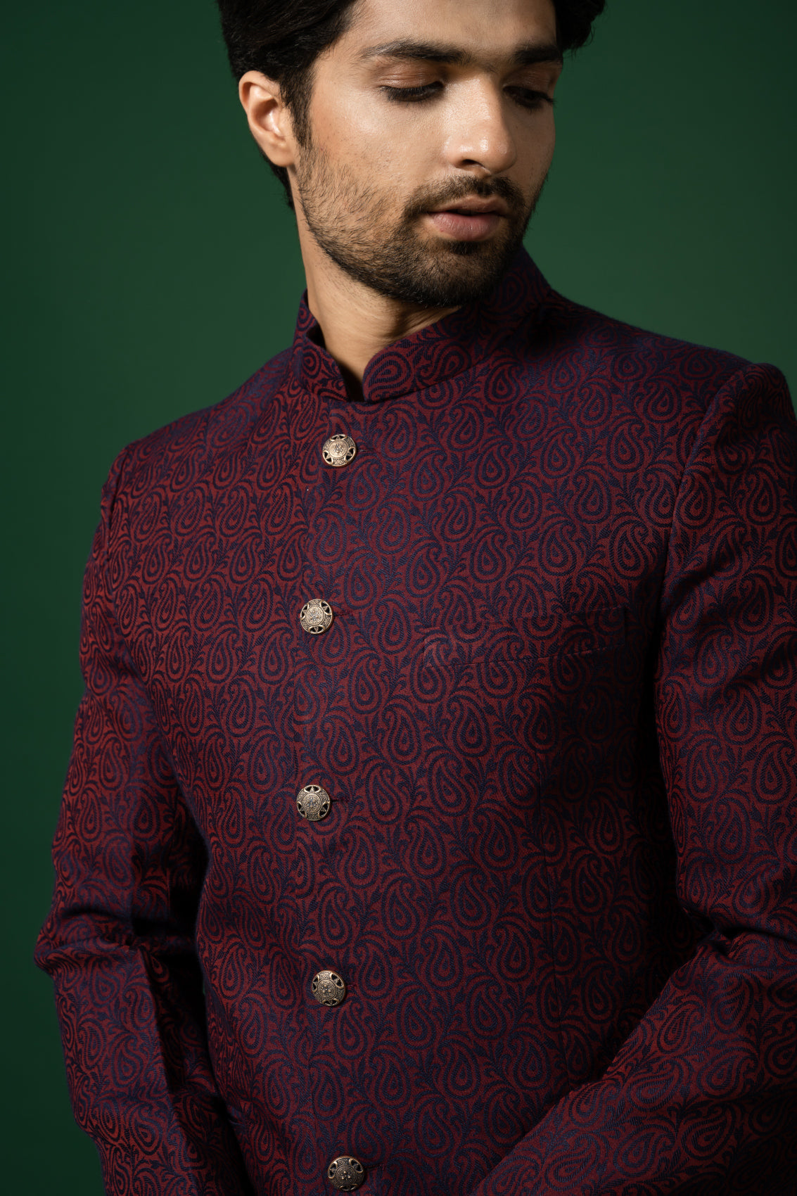 Kisah Men's Maroon Bandhgala with Trouser Set | Swadesiicart