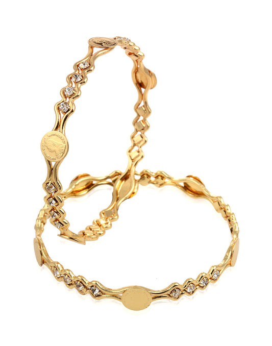 Gold-Polished Alloy Goddess Laxmi Bangle Set - The Pari - The Pari - Dinesh Associates