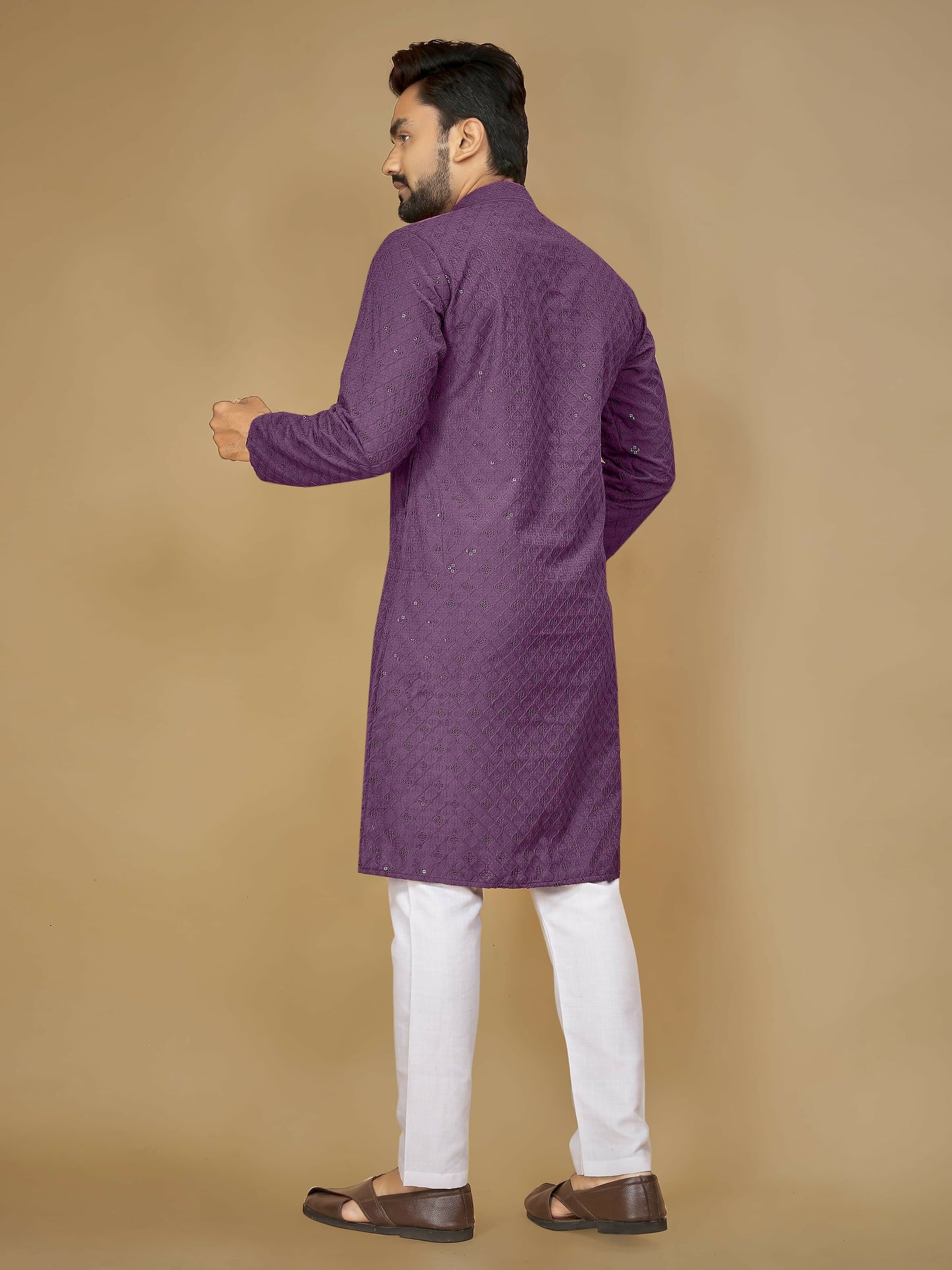 Anaita Lavender Embroidered Rayon Straight Kurta