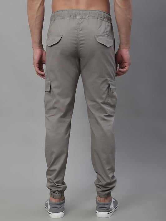 Jainish Men's Casual Cotton Solid Cargo Pants - Light-Grey - Swadesiicart