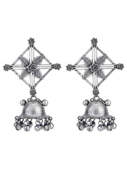 Joban Fashion Women Ghungroo Style Silver Tone Brass Jhumka | Swadesiicart