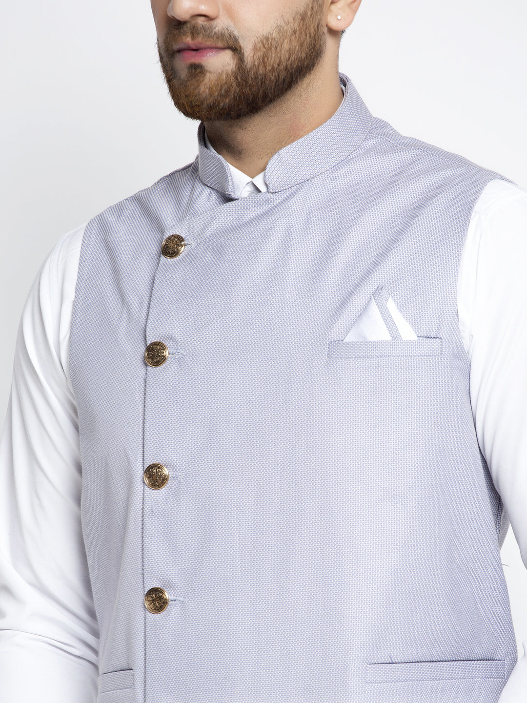 Jompers Men's Blue Nehru Jacket | Swadesiicart