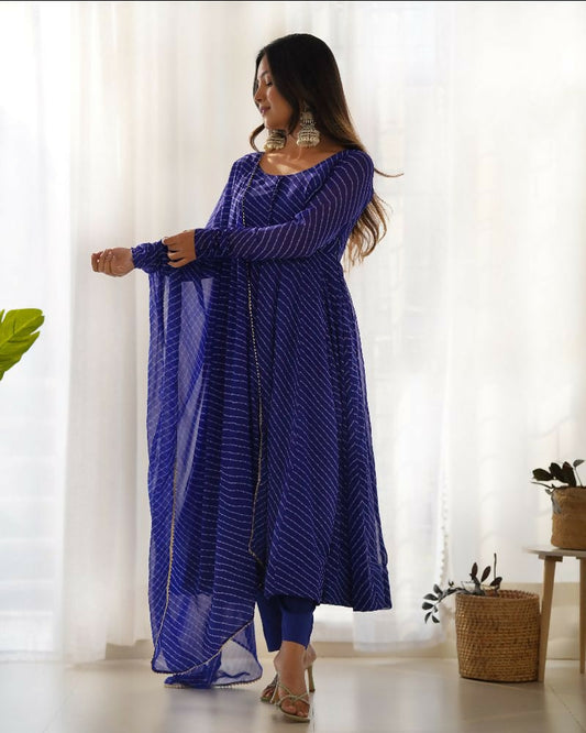 Joban Fashion Royal Blue Kurta Set Georgette Sequence Embroidery Work