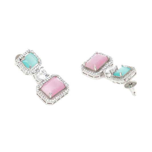 Jade and Blush Pink Earrings- Ruby Raang | Swadesiicart