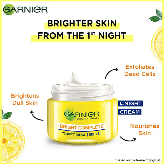 Garnier Bright Complete Vitamin C Yoghurt Night Cream - Limited Time Offer - Swadesiicart