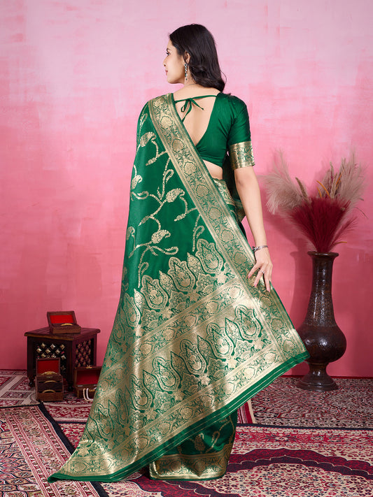 Vedant Vastram Banarasi Silk Fashion Saree - Green | Swadesiicart