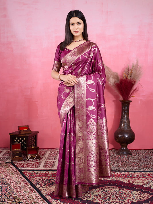 Vedant Vastram Banarasi Silk Fashion Saree - Wine | Swadesiicart