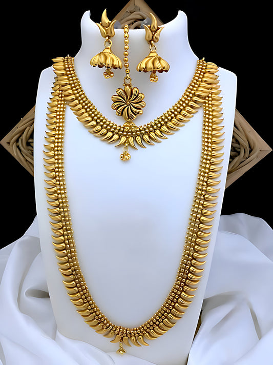 Jewel City Exquisite Handcrafted Gold Filigree Bridal Necklace and Earrings Set | Swadesiicart