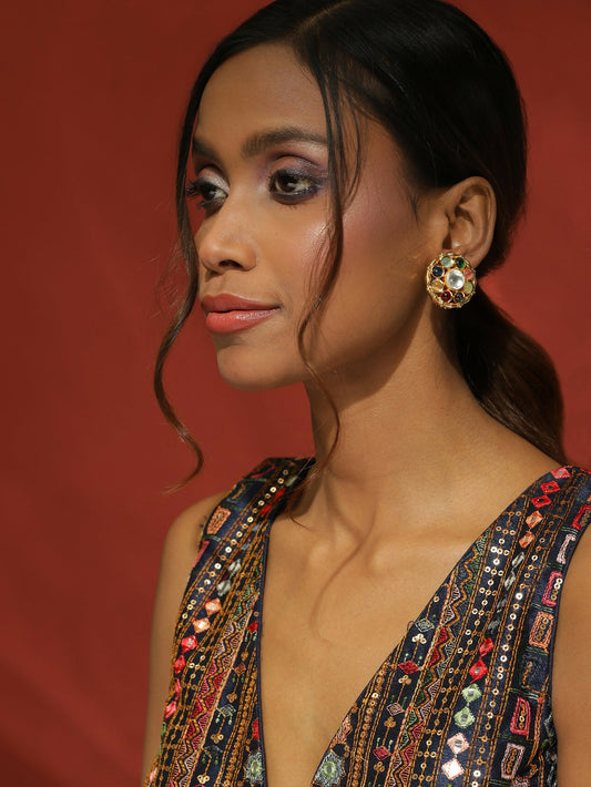 Multi Kundan Studs- Ruby Raang | Swadesiicart