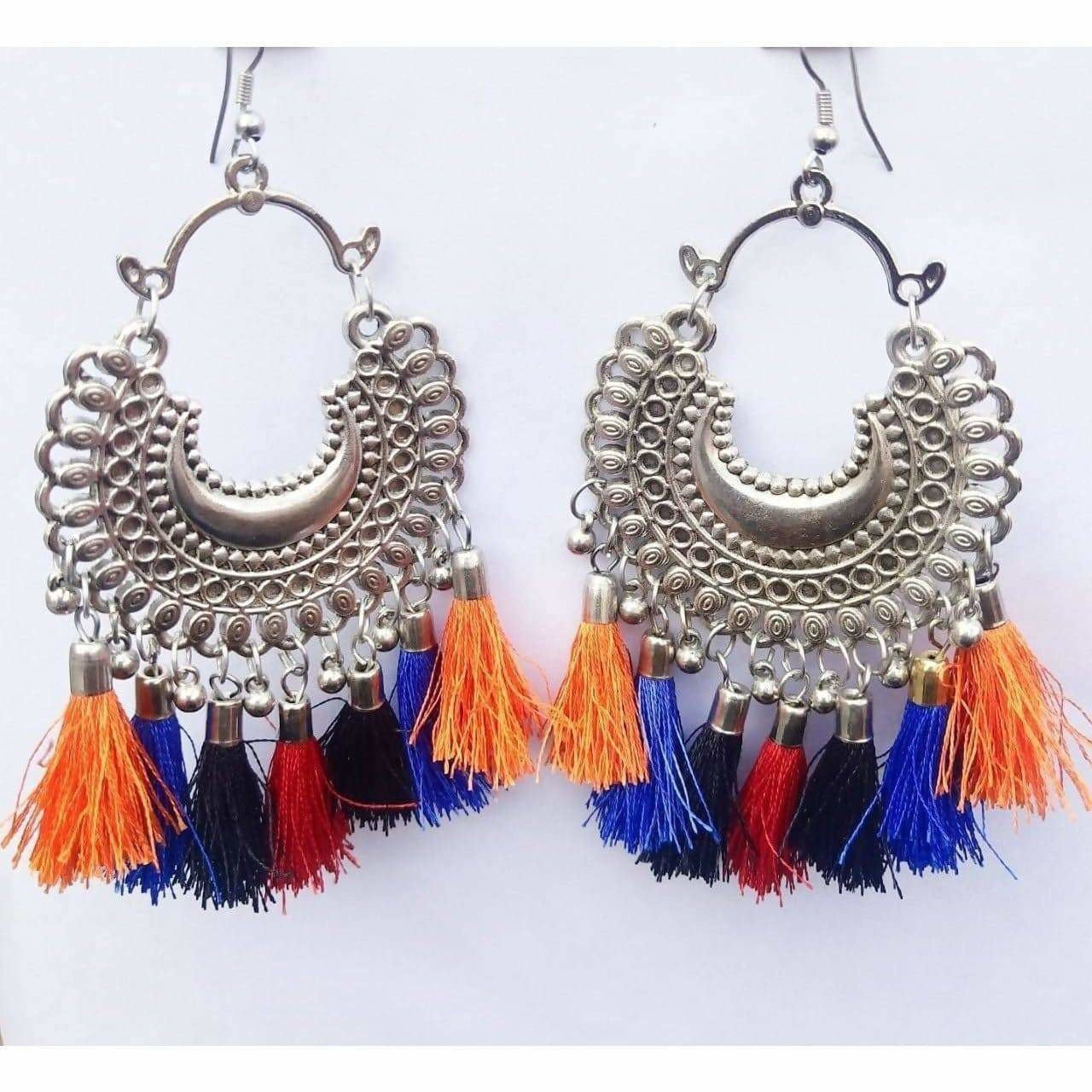 MS Fashion India Afghani Multi Color Silk Threads Design Hanging Earrings | Swadesiicart