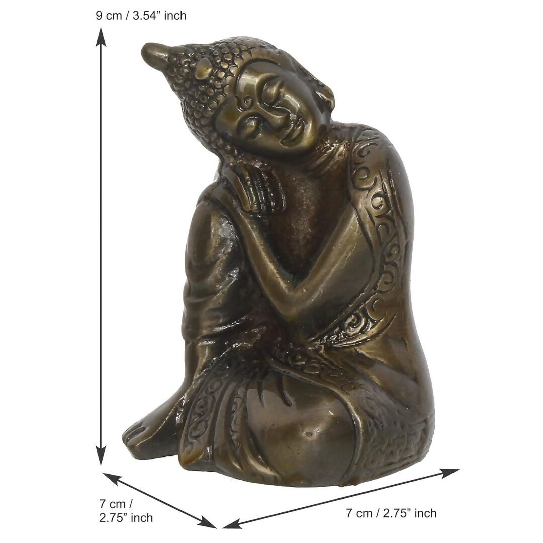 Swadesiicart Brown Metal Resting Buddha Statue