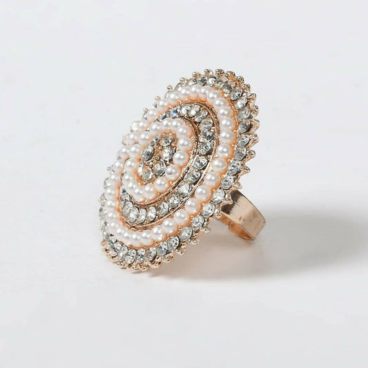 Mominos Fashion Joharkamal Gold-Plated Stone Studded Adjustable Finger Ring - Design 05 - Distacart