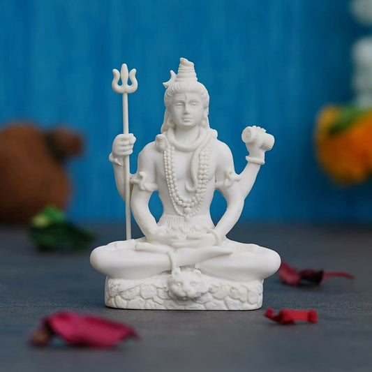 Swadesiicart White Polyresin Lord Shiva Statue
