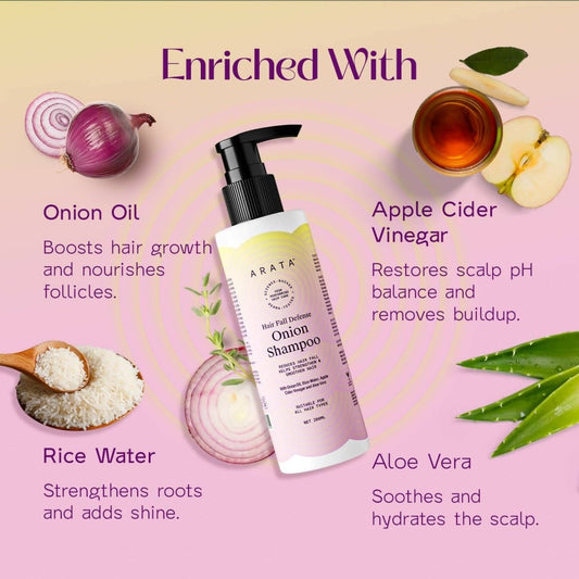 Arata Hair Fall Defense Onion Shampoo - Swadesiicart