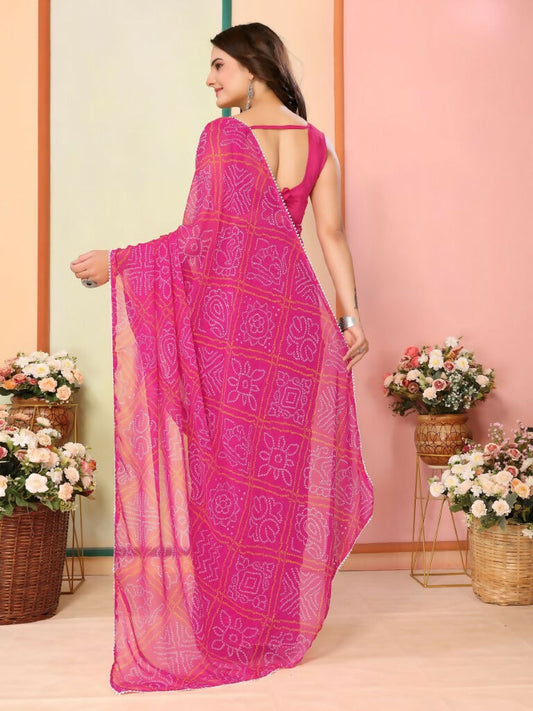 Pink Georgette Designer Printed Ready To Wear Saree - Elite | Swadesiicart