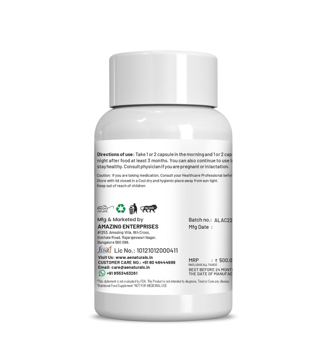 Ae Naturals L-Arginine Capsules - Swadesiicart