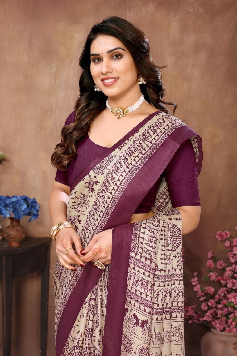 Aafreen Partywear Designer Purple Khadi Fancy Saree