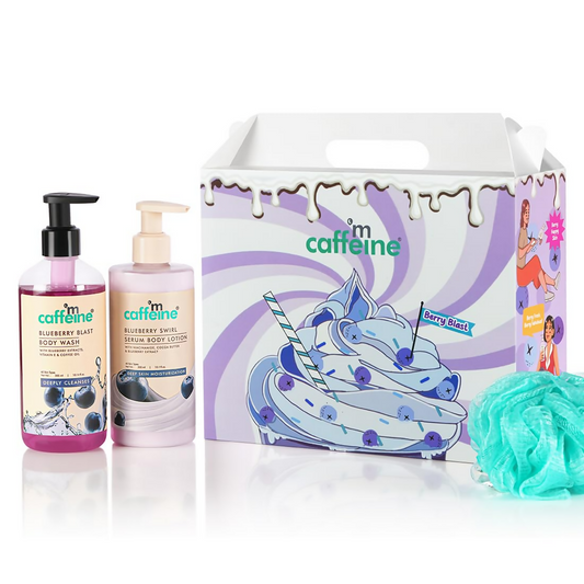 mCaffeine Blueberry Escape Bath & Body Gift Kit Set - Swadesiicart