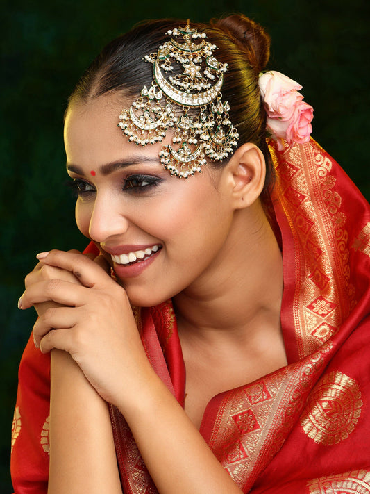Ruby Raang 22k Gold Polished Kundan Passa | Swadesiicart