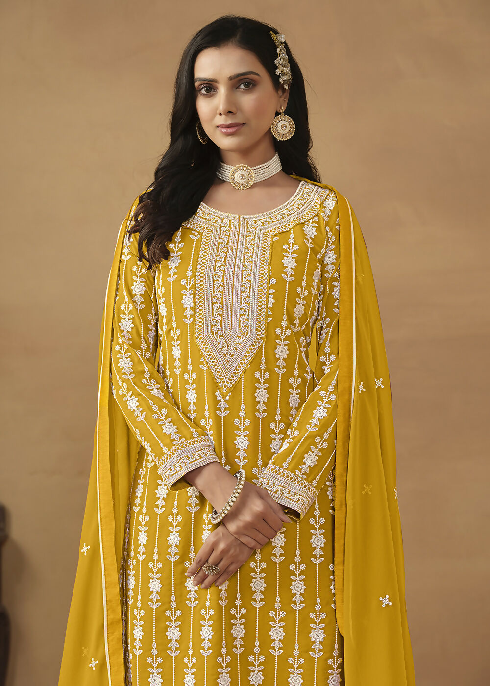 Radiant Yellow Embroidered Wedding Festive Gharara Suit - Emponline | Swadesiicart