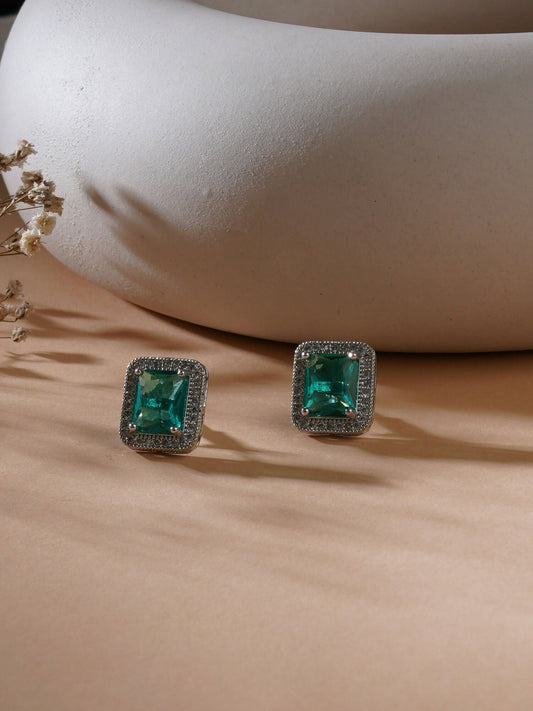 stone stud (Light green ) - Ruby Raang - Swadesiicart