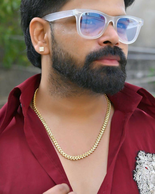VOJ Gold-Polished Designer V Shaped Chain For Men | Swadesiicart