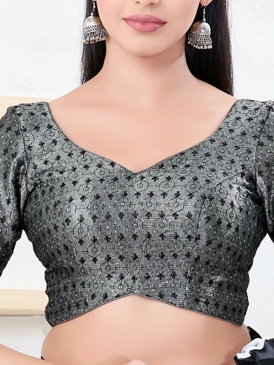 Joban Fashion Black Tissue Elbow Sleeveless Back Open Blouse - Swadesiicart