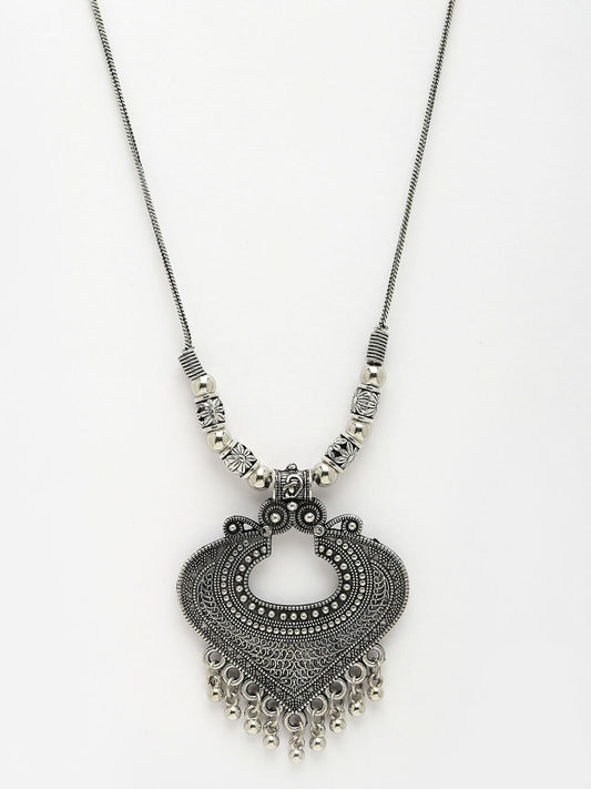 NVR Women's Silver-Toned German Silver Oxidised Pendant with Chain | Swadesiicart