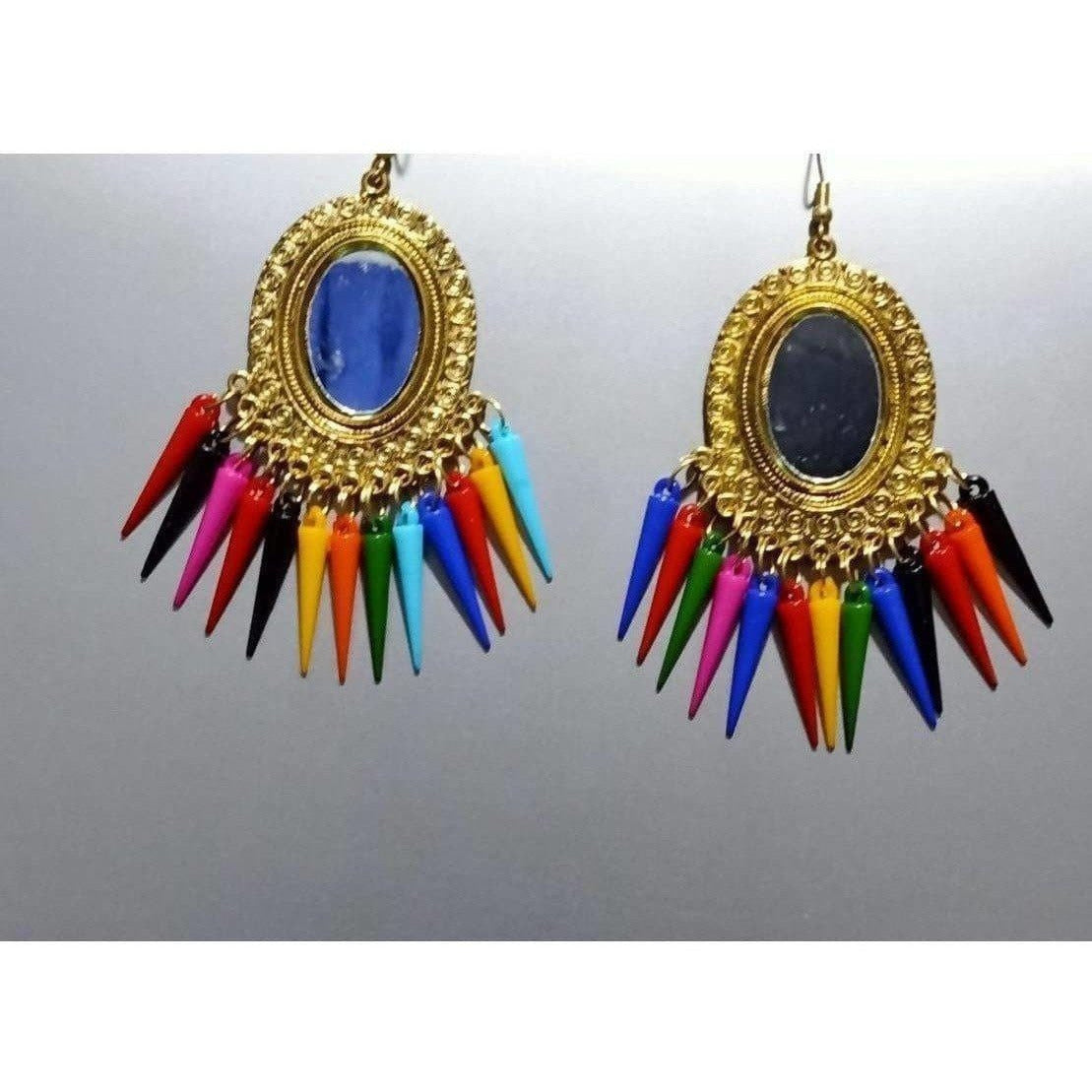 MS Fashion India Handmade Oxidized Brass Drops Gold Color Tassel Earrings | Swadesiicart
