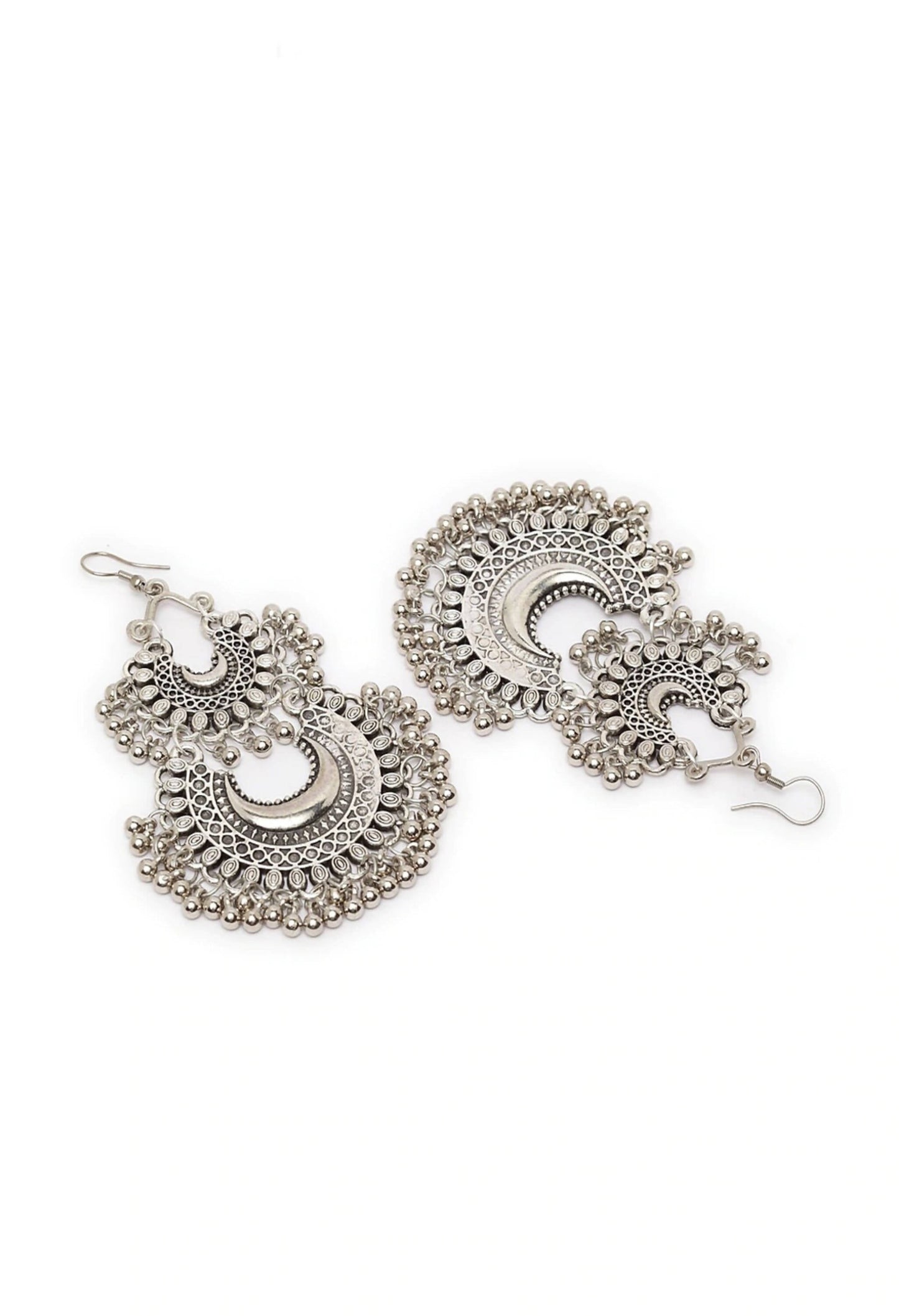 Mominos Fashion Johar Kamal Silver-Plated Chandbali Earrings For Women - Swadesiicart