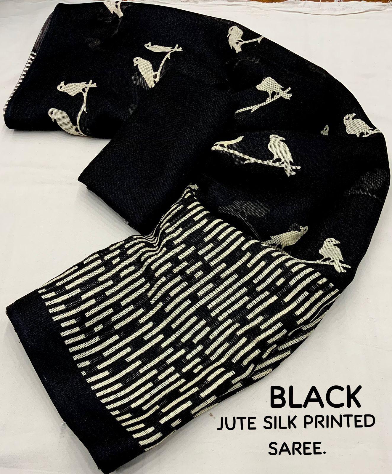 Black Silk Blend Ethnic Motifs Saree with Unstitched Blouse - Hiral Fashion | Swadesiicart
