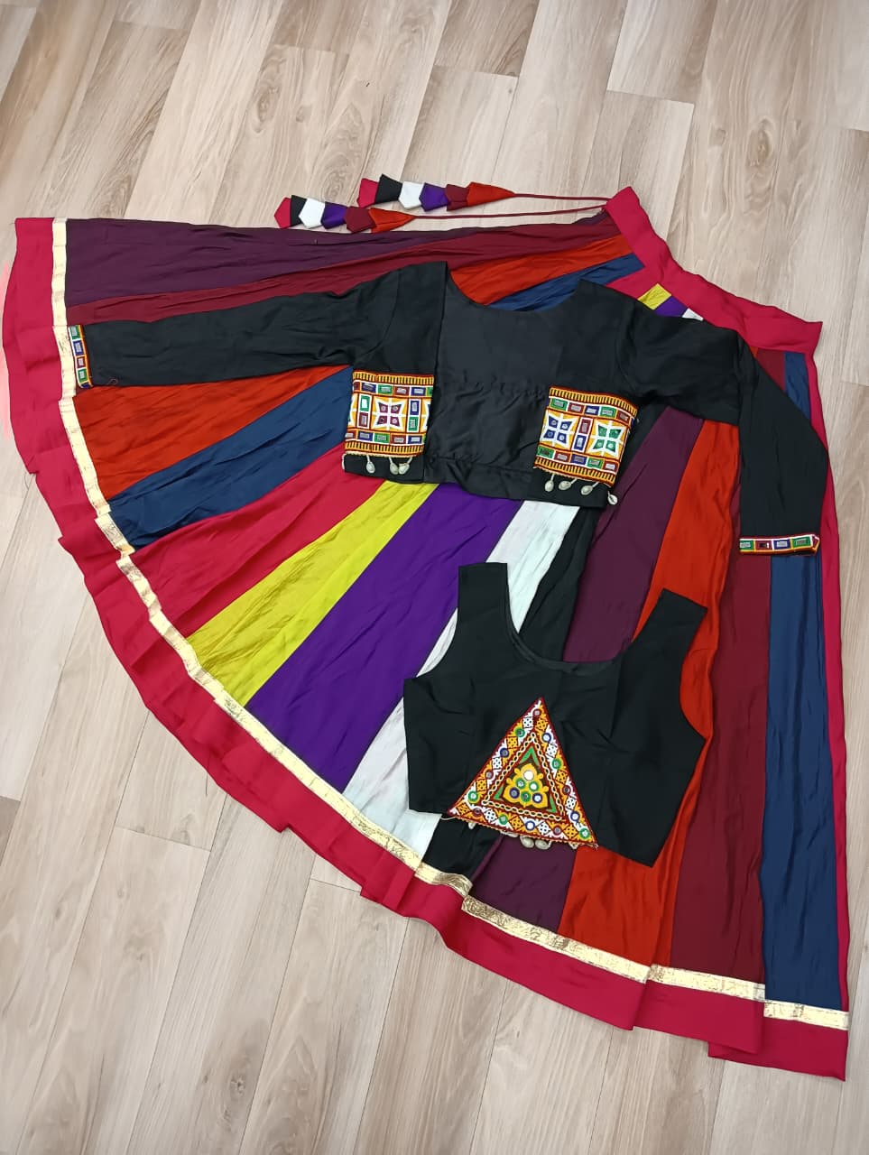 Lorenvalley Fashion Multicolor Roman Silk with Attractive Colour Combination Roman Fabrics Lace work Lehenga Choli | Swadesiicart