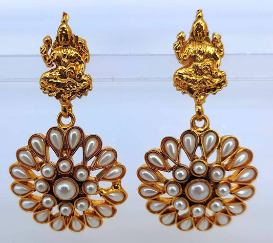 White kemp laxmi Earrings | Swadesiicart